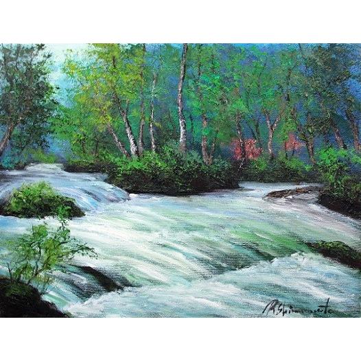 竹内敏彦 絵画 肉筆油絵 風景画 孟宗林 F6 送料無料