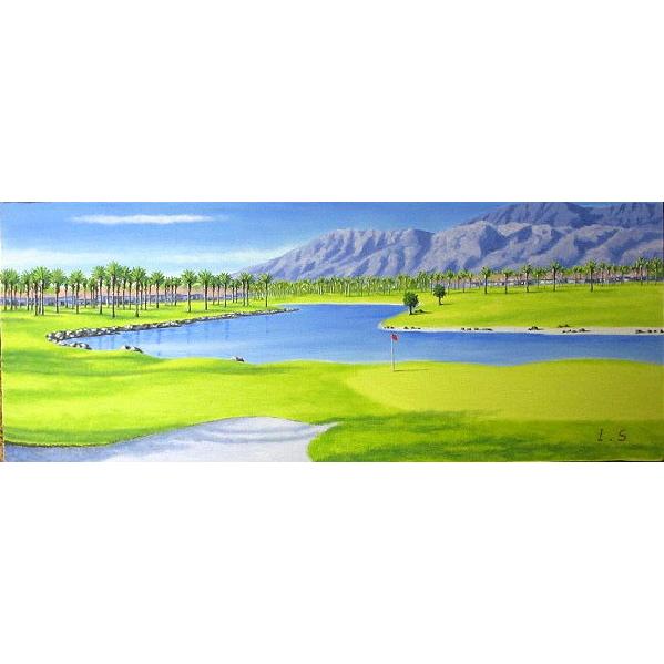 絵画 油彩 新屋敷 一平 PGAウエスト WSMキャンパス作品 油絵