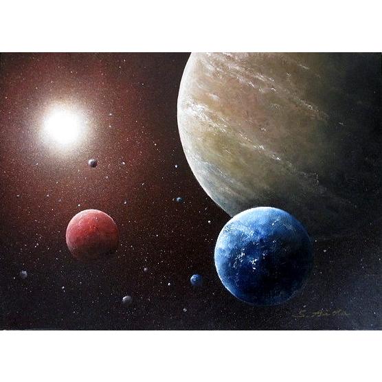 絵画 油彩 宇宙 相田省吾 新しき夜明け F6キャンパス作品 油絵 送料