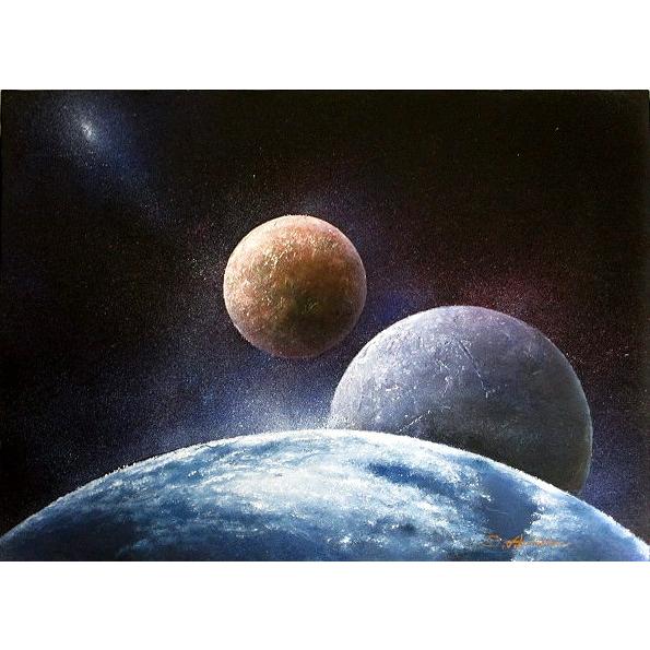 絵画　油彩　宇宙　相田省吾　未来永劫の輝き　Ｆ４キャンパス作品　油絵　送料無料！