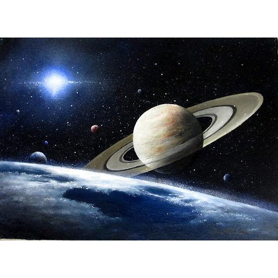 絵画　油彩　宇宙　相田省吾　次世代への希望　Ｆ４キャンパス作品　油絵　送料無料！