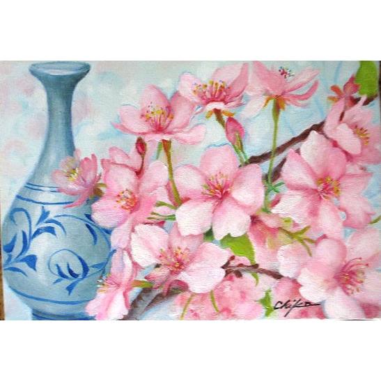 絵画　油彩　内藤千嘉　さくら４　Ｆ６キャンパス作品　油絵　送料無料！！