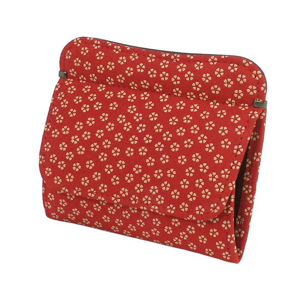 印伝 甲州印伝 印傳屋 上原勇七 財布 小銭入れ 印伝財布 薄型財布 1208 小桜 赤地×白漆 鹿革 本革 レザー 薄い スリム 和柄 ブランド YM01