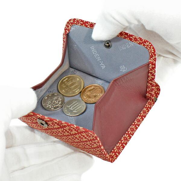 印伝 甲州印伝 印傳屋 上原勇七 財布 小銭入れ 1208 菱菊 赤地×白漆 鹿革 本革 レザー 薄い スリム 和柄 ブランド 冬物 冬ギフト クリスマス 贈り物 YM01 印傳屋（INDEN-YA） 印伝 甲州印伝 上原勇七 財布 小銭入れ 印伝財布