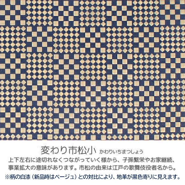 印伝 甲州印伝 印傳屋 上原勇七 財布 二つ折り財布 印伝財布 2006 変わり市松小 紺地×白漆 鹿革 本革 レザー 和柄 ブランド 特注カラー YM01｜marusima｜05