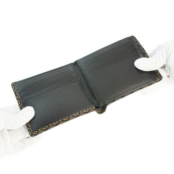 印伝 甲州印伝 印傳屋 上原勇七 財布 二つ折り財布 2009 亀甲 黒地×白漆 鹿革 本革 レザー キャッシュレス 和柄 ブランド 冬物 冬ギフト クリスマス 贈り物 YM01 印傳屋（INDEN-YA） 印伝 甲州印伝 上原勇七 財布 二つ折り財布 2009