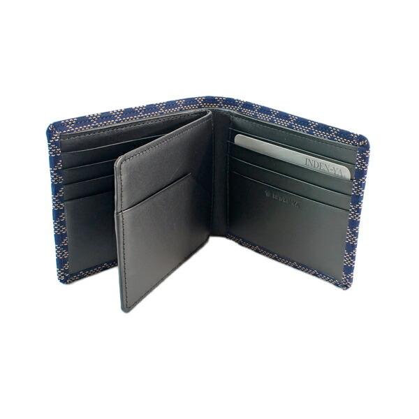 印伝 甲州印伝 印傳屋 上原勇七 財布 二つ折り財布 2009 波うろこ 紺地×白漆 鹿革 本革 レザー キャッシュレス 和柄 ブランド 冬物 冬ギフト クリスマス 贈り物 YM01 印傳屋（INDEN-YA） 印伝 甲州印伝 上原勇七 財布 二つ折り財布 2009