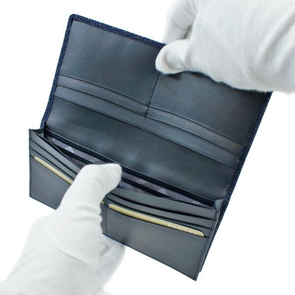 印伝 甲州印伝 印傳屋 上原勇七 財布 長財布 束入れ 2104 ひょうたん 紺地×白漆 鹿革 本革 レザー 和柄 ブランド 冬物 冬ギフト クリスマス 贈り物 YM01 印傳屋（INDEN-YA） 印伝 甲州印伝 上原勇七 財布 長財布 印伝財布 束