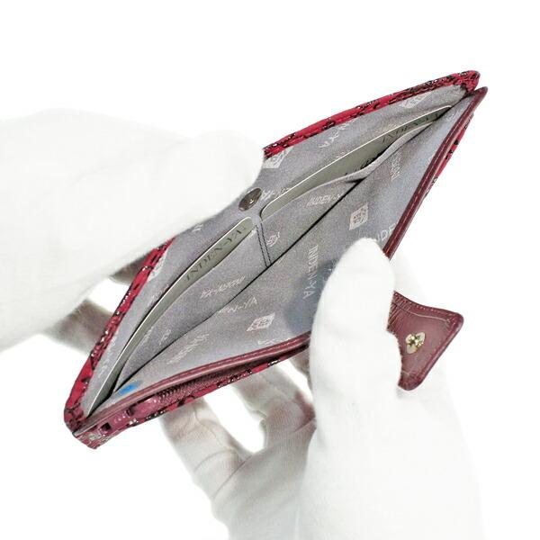 印伝 甲州印伝 印傳屋 上原勇七 財布 長財布 2107 クレマチス 黒地×ピンク漆 鹿革 本革 レザー 薄い スリム 花柄 ブランド 冬物 冬ギフト クリスマス 贈り物 YM01 印傳屋（INDEN-YA） 印伝 甲州印伝 上原勇七 財布 長財布 印伝財布