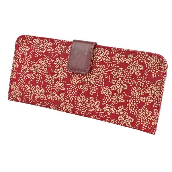印伝 甲州印伝 印傳屋 上原勇七 財布 長財布 2107 ぶどう 赤地×白漆 鹿革 本革 レザー 薄い スリム 和柄 ブランド 冬物 冬ギフト クリスマス 贈り物 YM01 印傳屋（INDEN-YA） 印伝 甲州印伝 上原勇七 財布 長財布 印伝財布