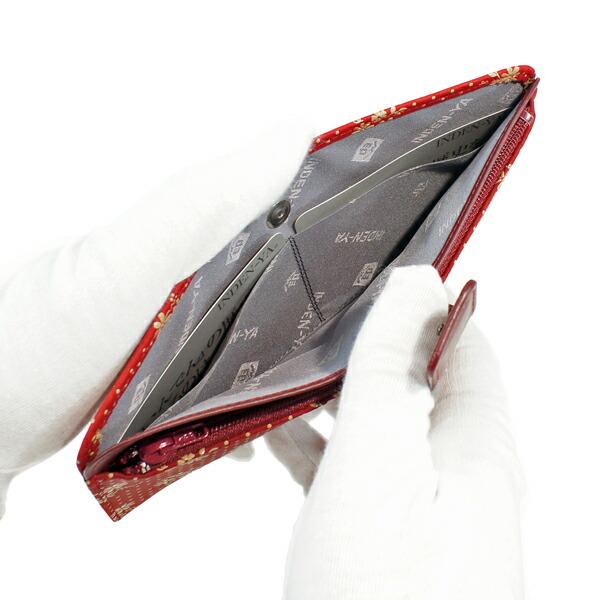 印伝 甲州印伝 印傳屋 上原勇七 財布 長財布 2107 コスモス 秋桜 赤地×白漆 鹿革 本革 レザー 薄い スリム 花柄 ブランド 冬物 冬ギフト クリスマス 贈り物 YM01 印傳屋（INDEN-YA） 印伝 甲州印伝 上原勇七 財布 長財布 印伝財布