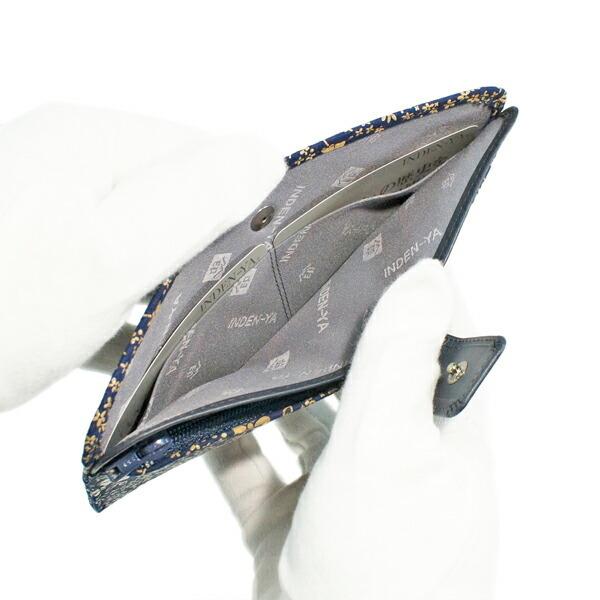印伝 甲州印伝 印傳屋 上原勇七 財布 長財布 2107 アメリカンブルー 紺地×白漆 鹿革 本革 レザー 薄い スリム 花柄 ブランド 冬物 冬ギフト クリスマス 贈り物 YM01 印傳屋（INDEN-YA） 印伝 甲州印伝 上原勇七 財布 長財布 印伝財布