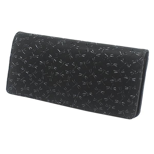 印伝 甲州印伝 印傳屋 上原勇七 財布 長財布 束入れ 2110 とんぼ 黒地×黒漆 鹿革 本革 レザー 和柄 ブランド 冬物 冬ギフト クリスマス 贈り物 YM01 印傳屋（INDEN-YA） 印伝 甲州印伝 上原勇七 財布 長財布 印伝財布 束