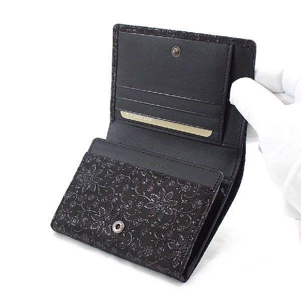 印傳屋　未使用品　花柄デザイン 二つ折り財布 かぐわ 印伝 財布 印傳屋 8403 二つ折財布 ボックス開き 薔薇柄