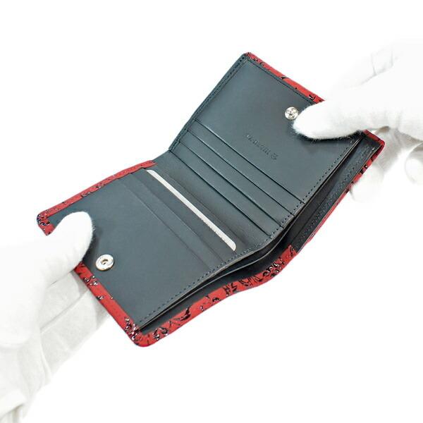 印伝 甲州印伝 印傳屋 上原勇七 財布 二つ折り財布 2215 ローズ小 赤地×赤漆 鹿革 本革 レザー 花柄 ブランド 冬物 冬ギフト クリスマス 贈り物 YM02 印傳屋（INDEN-YA） 印伝 甲州印伝 上原勇七 財布 二つ折り財布 印伝