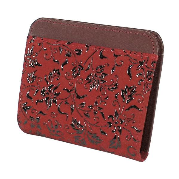 印伝 甲州印伝 印傳屋 上原勇七 財布 二つ折り財布 2219 秋桜 コスモス 紫地×ピンク漆 鹿革 本革 レザー 花柄 ブランド 冬物 冬ギフト クリスマス 贈り物 YM02 印傳屋（INDEN-YA） 印伝 甲州印伝 上原勇七 財布 二つ折り財布 印伝