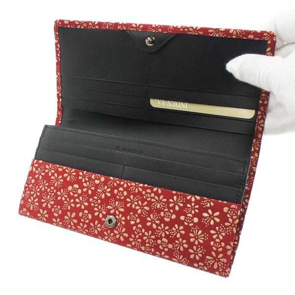 印伝 甲州印伝 印傳屋 上原勇七 財布 長財布 束入れ 2308 梅 赤地×白漆 鹿革 本革 レザー 和柄 ブランド 冬物 冬ギフト クリスマス 贈り物 YM01 印傳屋（INDEN-YA） 印伝 甲州印伝 上原勇七 財布 長財布 印伝財布 束