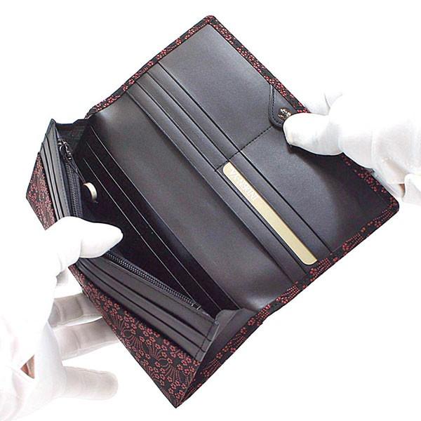 印伝 甲州印伝 印傳屋 上原勇七 財布 長財布 束入れ 2308 小桜菖蒲 黒地×赤漆 鹿革 本革 レザー 和柄 ブランド 冬物 冬ギフト クリスマス 贈り物 YM01 印傳屋（INDEN-YA） 印伝 甲州印伝 上原勇七 財布 長財布 印伝財布 束