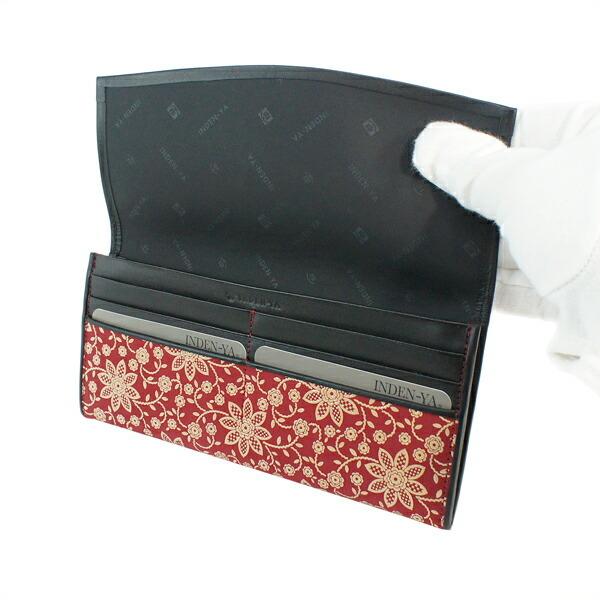 印伝 甲州印伝 印傳屋 上原勇七 財布 長財布 束入れ 2311 クレマチス 黒地×黒漆 鹿革 本革 レザー 花柄 ブランド 冬物 冬ギフト クリスマス 贈り物 YM01 印傳屋（INDEN-YA） 印伝 甲州印伝 上原勇七 財布 長財布 印伝財布 束