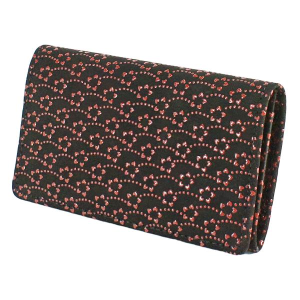 印伝 甲州印伝 印傳屋 上原勇七 名刺入れ 名詞入れ 2501 小花 レザー ブランド 本革 鹿革 黒地 赤漆 Ym01 和柄 当店在庫してます