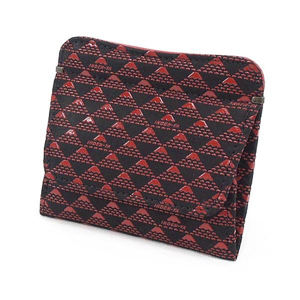 印伝 甲州印伝 印傳屋 上原勇七 財布 小銭入れ たかね 2802 富士山 黒地×白漆 鹿革 本革 レザー 和柄 ブランド 冬物 冬ギフト クリスマス 贈り物 YM01 印傳屋（INDEN-YA） 印伝 甲州印伝 上原勇七 財布 小銭入れ 印伝財布