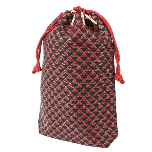 印伝 甲州印伝 印傳屋 上原勇七 合切袋 巾着 3007 とんぼ 紺地×白漆 鹿