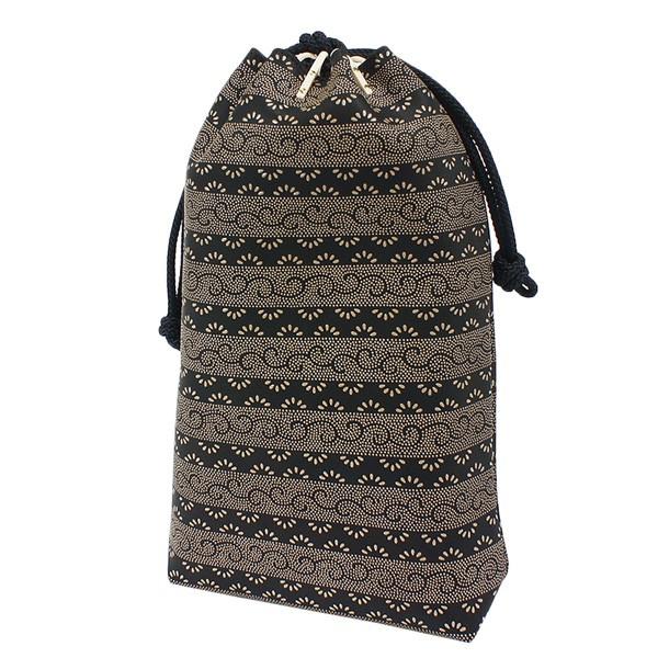 印伝 甲州印伝 印傳屋 上原勇七 合切袋 巾着 3005 爪唐草 黒地