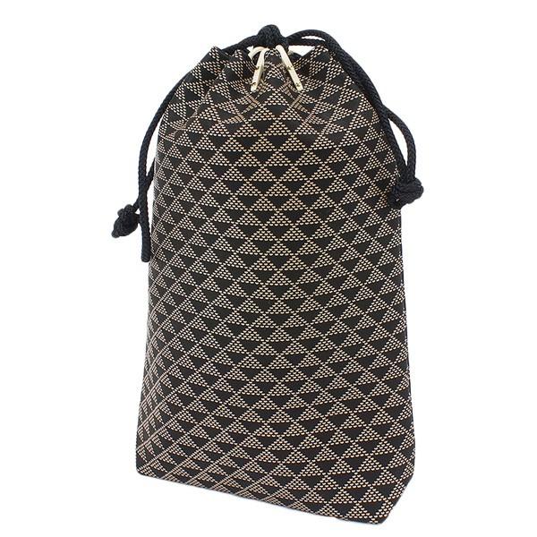 印伝 甲州印伝 印傳屋 上原勇七 合切袋 巾着 3005 波うろこ 黒地×白漆 鹿革 本革 レザー マチ付き 和柄 ブランド 冬物 冬ギフト クリスマス 贈り物 YM02 印傳屋（INDEN-YA） 印伝 甲州印伝 上原勇七 合切袋 巾着 3005 波