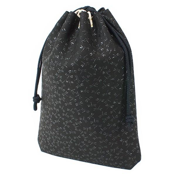 印伝 甲州印伝 印傳屋 上原勇七 合切袋 巾着 3007 とんぼ 黒地×