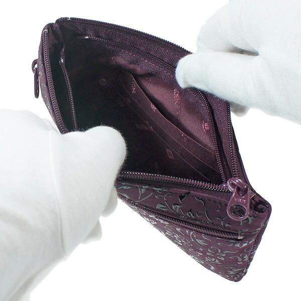 印伝 甲州印伝 印傳屋 上原勇七 ポーチ 通帳入れ 薄型 4407 花唐草