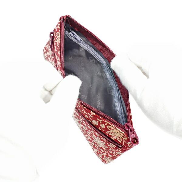 印伝 甲州印伝 印傳屋 上原勇七 ポーチ 通帳入れ 4407 クレマチス 赤地×白漆 鹿革 本革 レザー 薄い スリム 花柄 ブランド 冬物 冬ギフト クリスマス 贈り物 YM01 印傳屋（INDEN-YA） 印伝 甲州印伝 上原勇七 ポーチ 通帳入れ 薄型