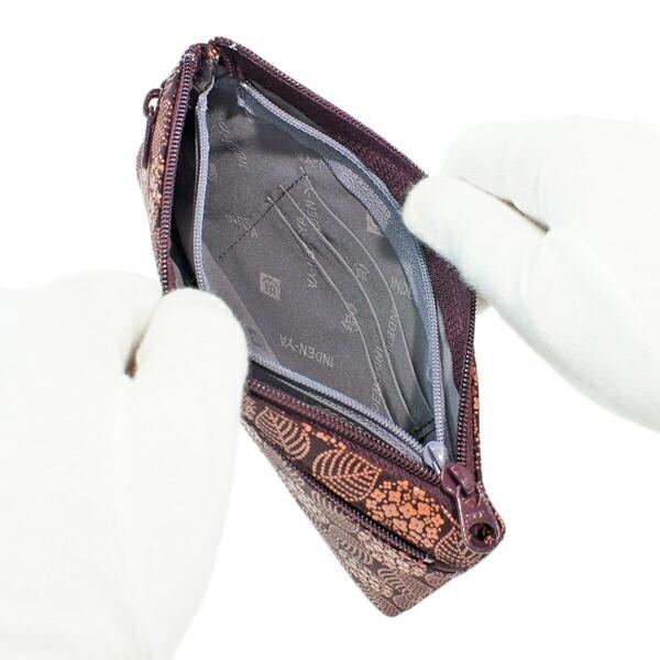 印伝 甲州印伝 印傳屋 上原勇七 ポーチ 通帳入れ 薄型 4407 あじさい