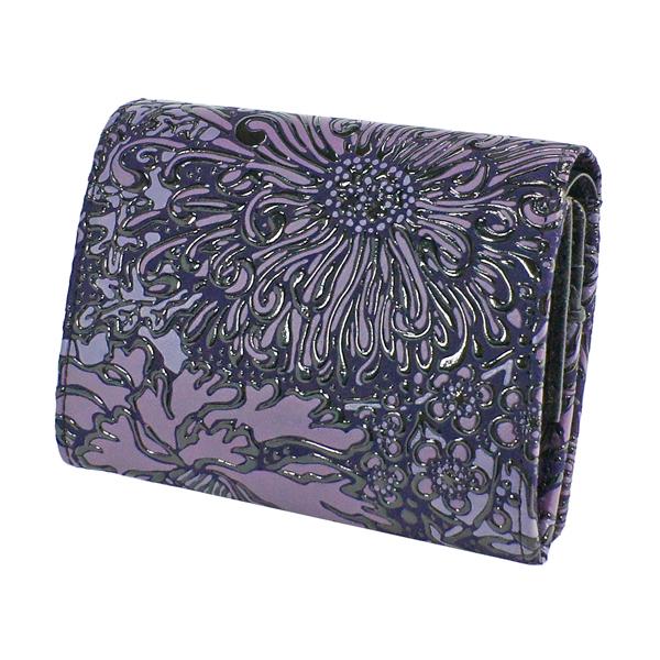 新品 未使用 印傳インデンヤ フロニティ 二つ折り財布 花柄 紫 パープル 7222_2.jpg