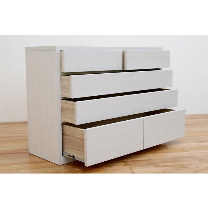 丸田木工 チェスト 木製 白 おしゃれ 幅120cm 4段 奥行44 タンス 収納