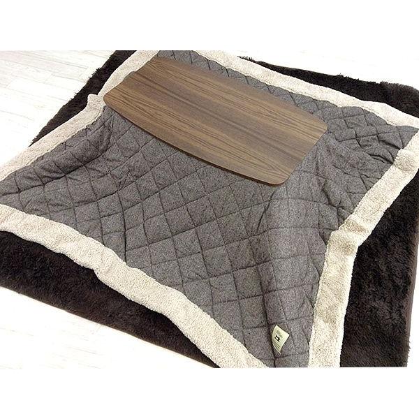 80×120cm天板対応 こたつ布団 TWEED 長方形 ツイードキルト×ボア 薄