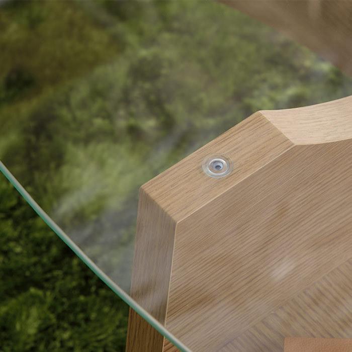 楕円形ガラステーブル ローテーブル 幅105cm 収納棚付き ラック付き le