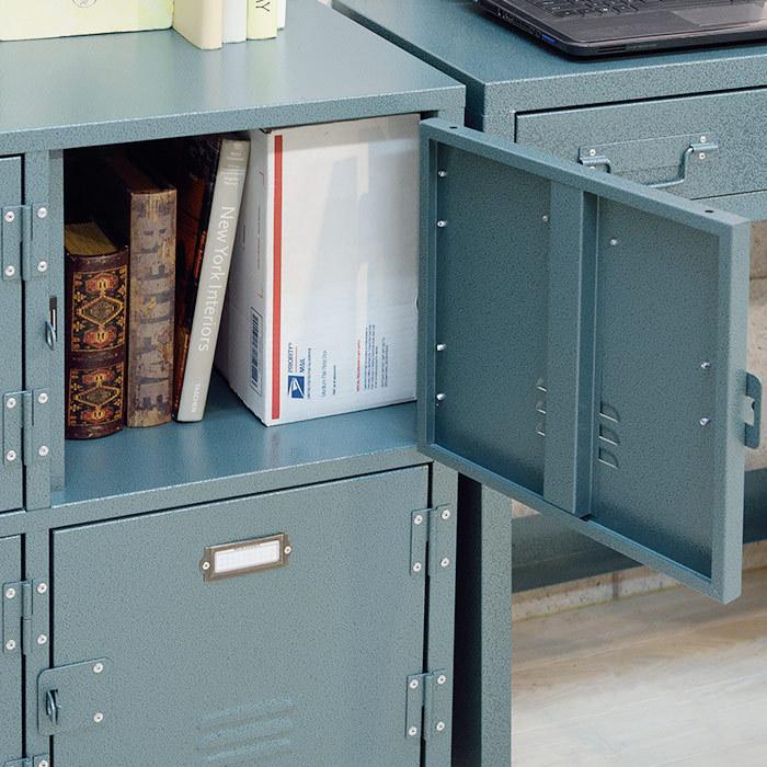 スチールロッカー風 チェスト 4D 4連 収納棚 2段 本棚 シェルフ 扉