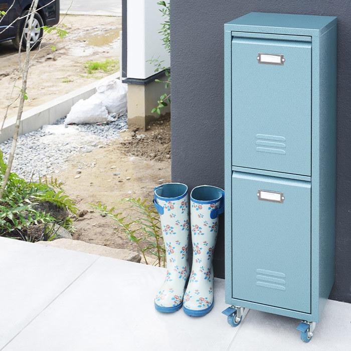 スチールロッカー風 ダストボックス ゴミ箱 12リットル 2段 24リットル