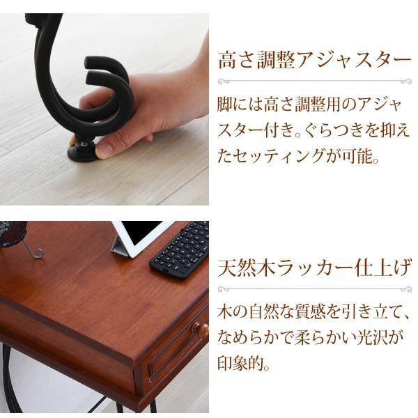 ロートアイアン 家具 ミニデスク シンプルデスク 幅76.5 奥行47 引き出し 付き アイアン 脚 アンティーク風 【多用】