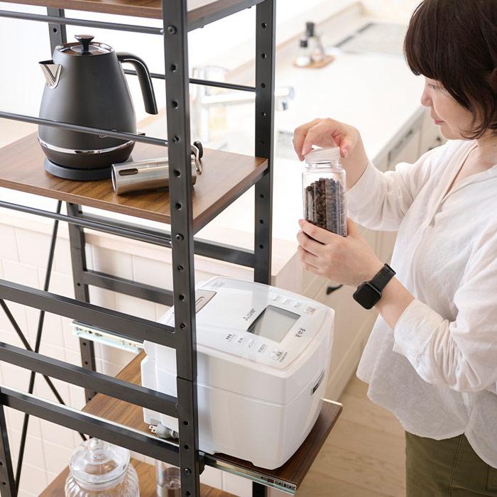 キッチンラック スライド棚 炊飯器ラック レンジ台 レンジラック[t
