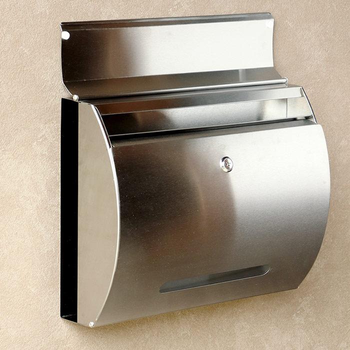 ステンレス製壁掛けポスト 郵便ポスト 確認窓付き 鍵付き A4サイズ