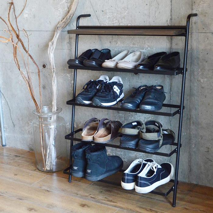 アイアン製シューズラック 幅60cm 省スペース スリム 大容量