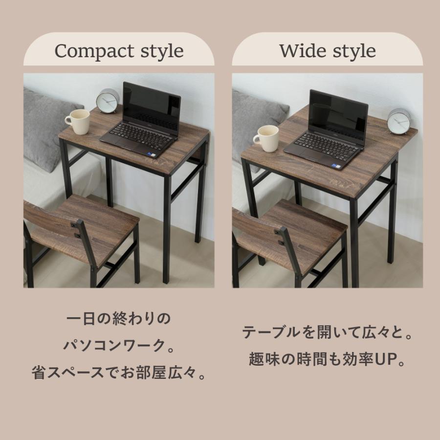 折りたたみ式黒テーブル2台セット ダイニングテーブル セット 2人 折りたたみ 椅子 付き 幅60 奥行40 高
