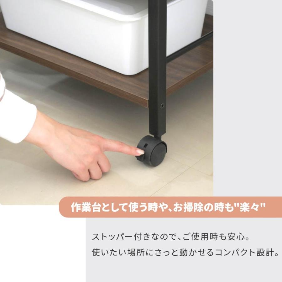 キッチンワゴン キャスター付き スリム 作業台 幅50 奥行35 高さ65 炊飯器 トースター 食器 収納 引き出し 付き コンパクト ラック 2段 3段 木製_11