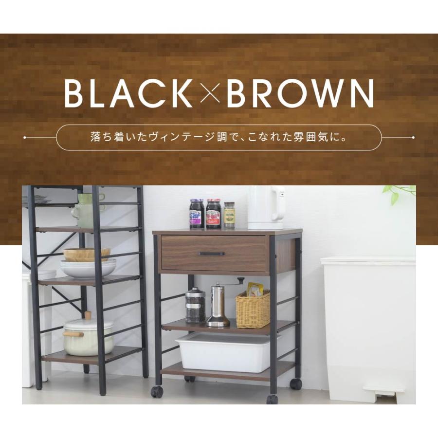 キッチンワゴン キャスター付き スリム 作業台 幅50 奥行35 高さ65 炊飯器 トースター 食器 収納 引き出し 付き コンパクト ラック 2段 3段 木製_17