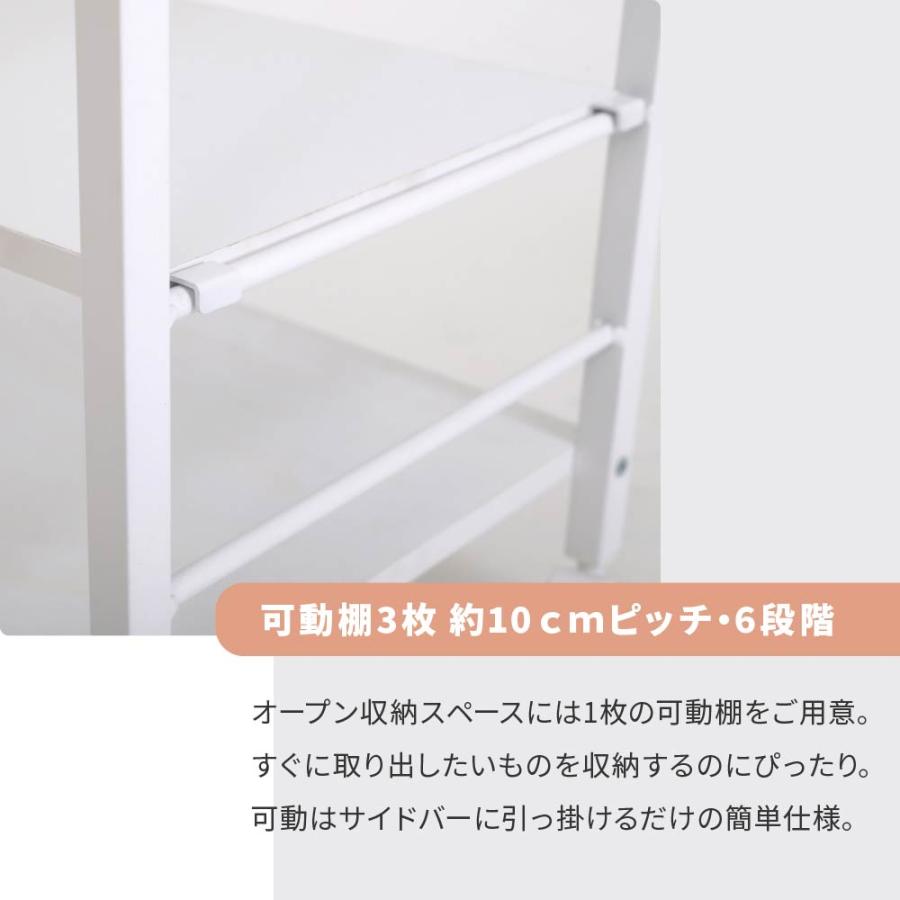 キッチンワゴン キャスター付き スリム 作業台 幅50 奥行35 高さ65 炊飯器 トースター 食器 収納 引き出し 付き コンパクト ラック 2段 3段 木製_9