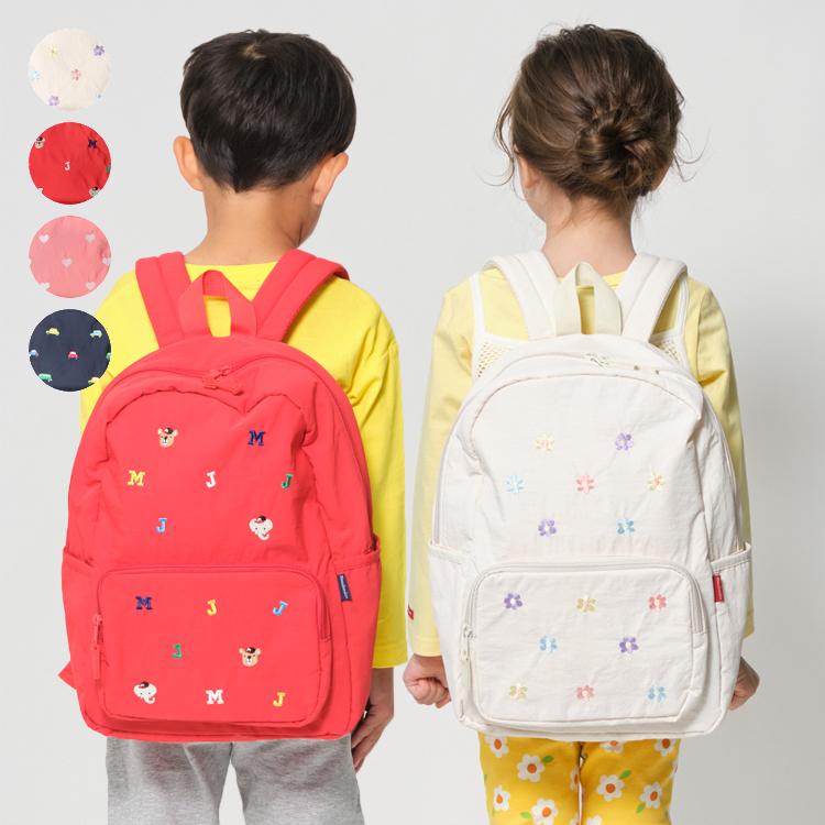 子供服 moujonjon (ムージョンジョン) 刺繍ナイロンリュック M，L M17600（Yahoo!・こどもの森e-shop Yahoo!店）