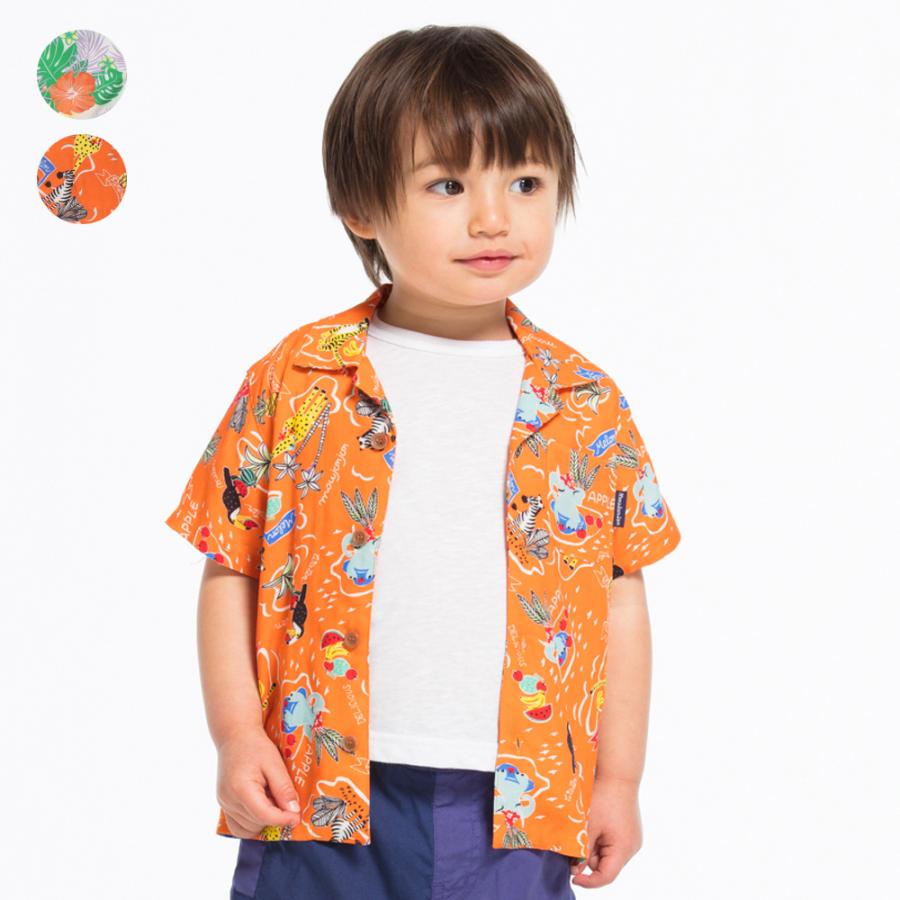 ディズニープリンセスのベビーグッズも大集合 21夏セール50 Off価格 子供服 Moujonjon ムージョンジョン ハイビスカス 動物アロハ柄 アロハシャツ キッズ 男の子 M Avmap Gr