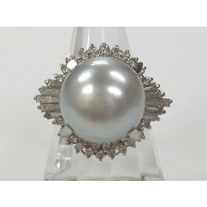 【中古】グレーパールリングpt900　サイズ：♯8.5　重量：10.4g指輪　美品