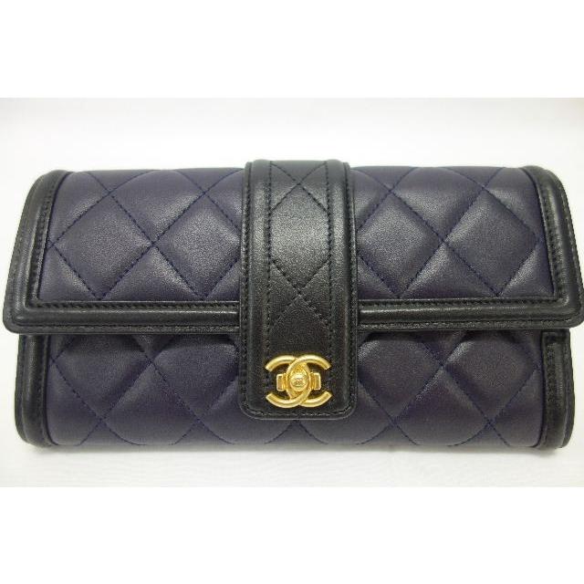 CHANEL CHANEL シャネルベルトフラップ二つ折り長財布マトラッセ